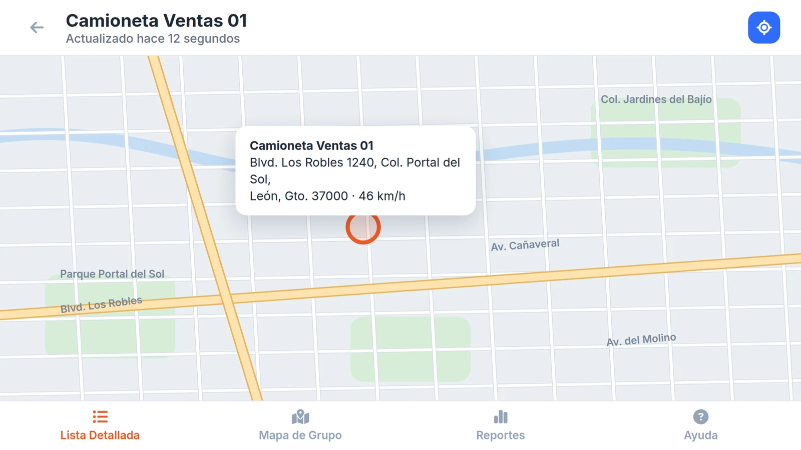 Vista de mapa en tiempo real - Localización GPS precisa