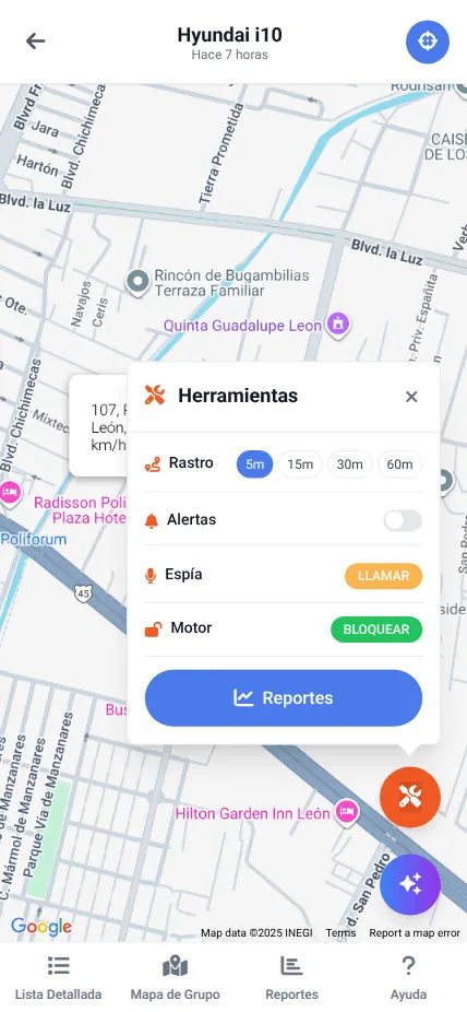 Panel de herramientas - Bloqueo remoto, micrófono espía